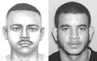 Composite drawing with photograph of subject on the right.