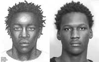Composite drawing with photograph of subject on the right.